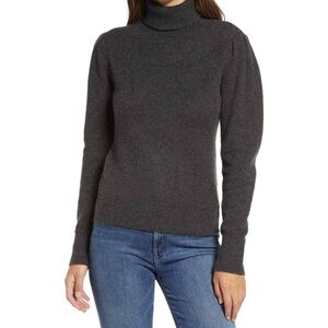 NWT Rachel parcell heathered gray puff sleeve turtleneck sweater‎